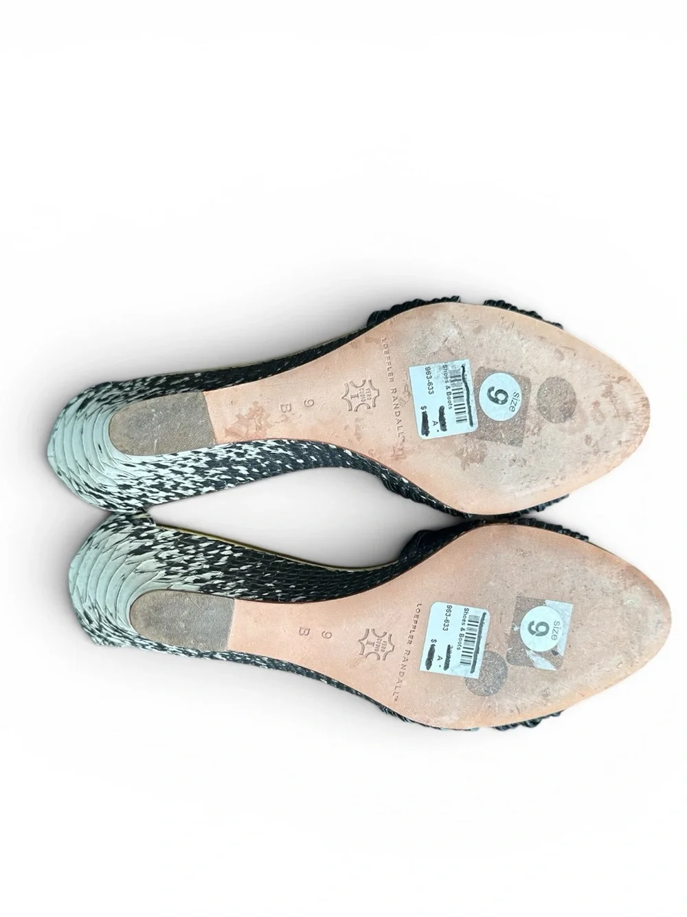 Loeffler Randall Anya-Nea snakeskin python print ankle strap wedge sandal shoe 9
